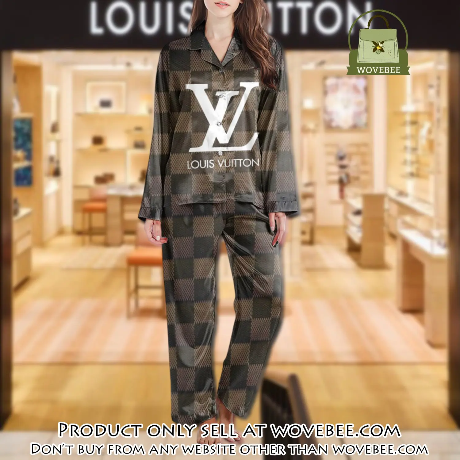 Lv monogram long satin pajama set pjs1025 wvb1356790